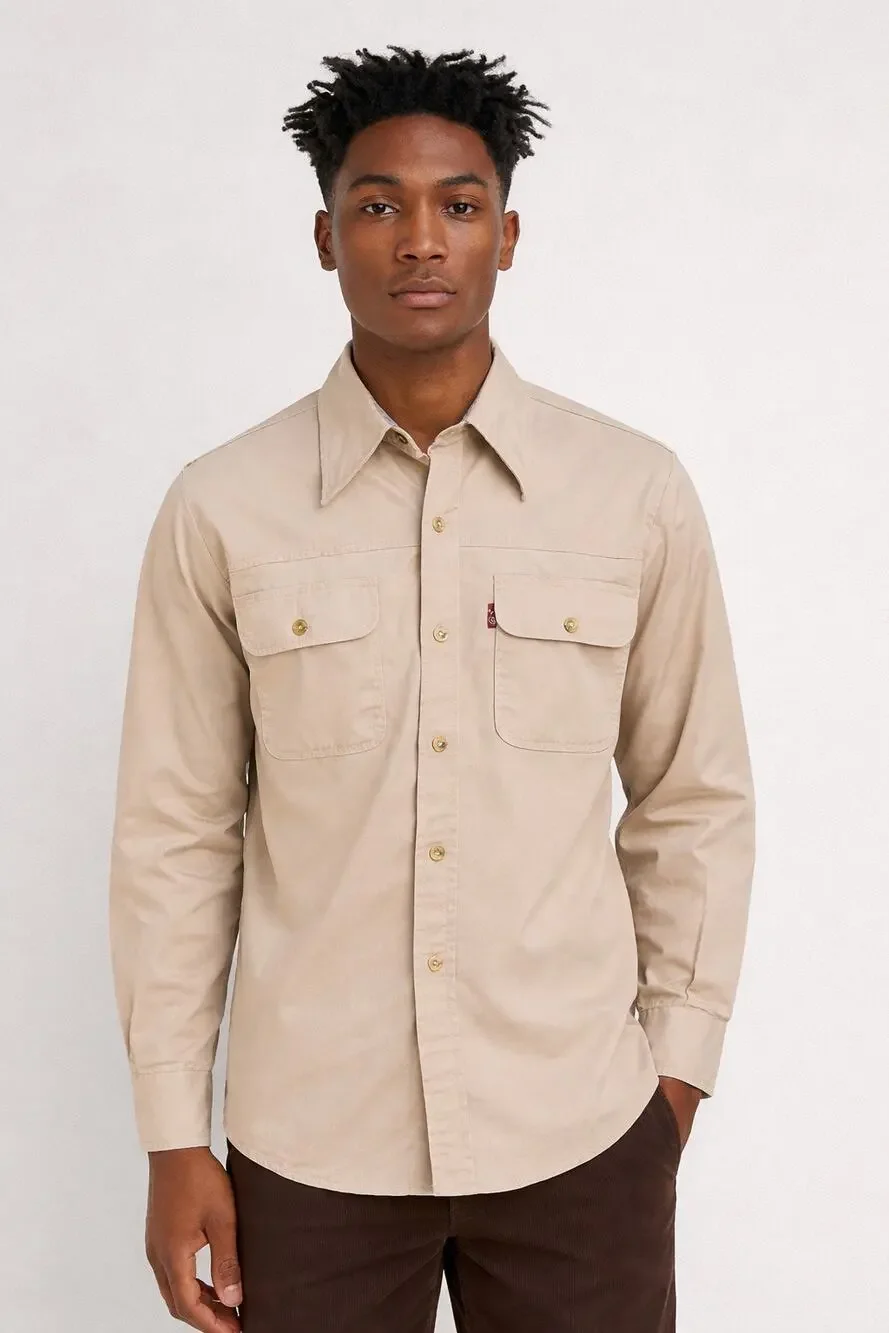 Vintage Levi’s Panatela Signature Shirt 70s Beige Military Button Down M
